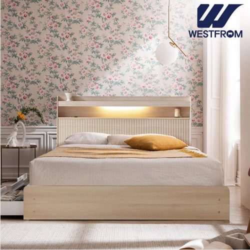 웨스트프롬 모던 루트 템바보드 수납 LED침대 K (텐더리버독립K매트)_이미지
