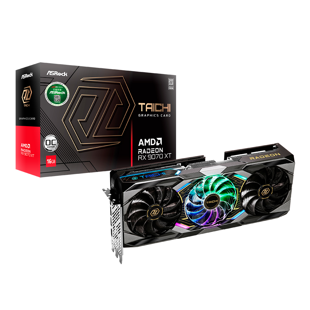 ASRock 라데온 RX 9070 XT Taichi OC D6 16GB 대원씨티에스이미지입니다. 누르면 해당 게시물로 새창이동합니다.