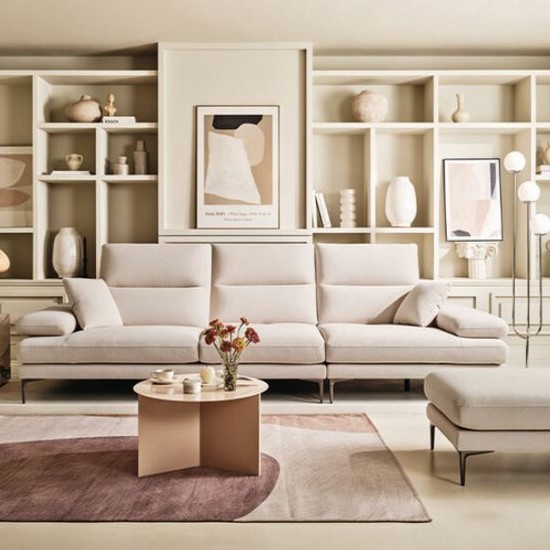 에싸 프라도 스윙기능 리브 패브릭 소파 4인용 (스툴포함)_이미지