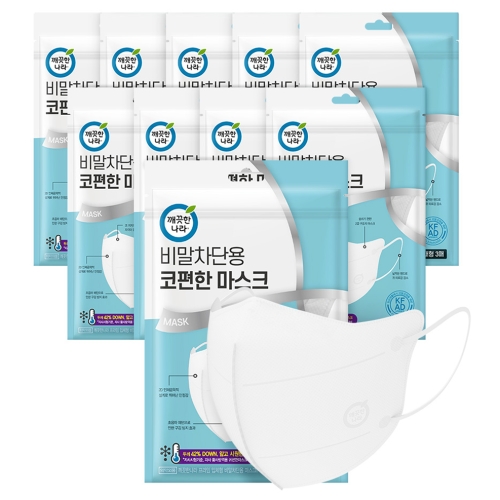 비말차단용 코편한 마스크 대형 3개입 10개 흰색