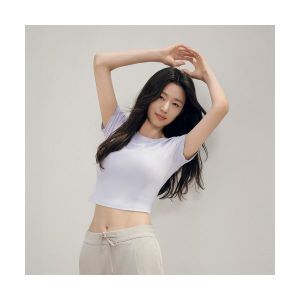 안다르 에어터치 페이스 숏슬리브 크롭탑 솔리드 ALSSS-05 (IPK, 인디핑크)_이미지