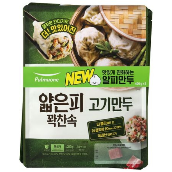 풀무원 얇은피 꽉찬속 고기깻잎만두 400g (4개)_이미지