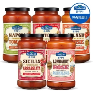 폰타나 파스타소스 5종 600g 4병+면 500g 증정/토마토/크림/로제/갈릭_이미지