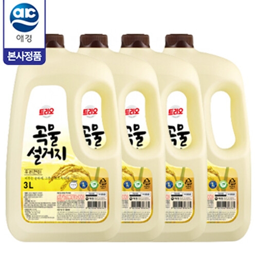 애경  트리오 곡물설거지 주방세제 3L 용기 x4개