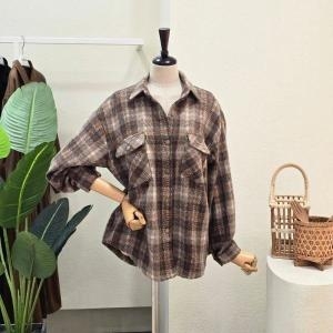 포커스 대백 FW5J3BL31093_투포켓 체크 루즈핏 셔츠