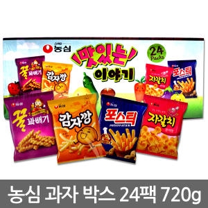 농심과자박스 24팩 720g 꿀꽈배기 감자깡 포스틱