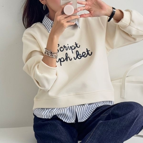 나크21 센스있는 배색 컬러 레이어드룩 맨투맨 DM51-T-25_이미지