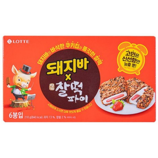 롯데웰푸드 돼지바 명가 찰떡파이 6개입 210g (1개)_이미지