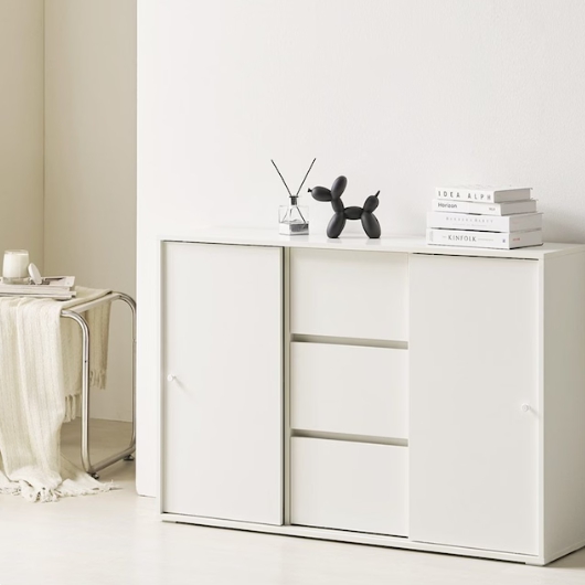 스칸디무드 커스트 3단 다용도 슬림 높은 서랍 슬라이딩 수납장 1200_이미지