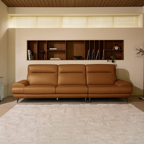 다우닝 클로 전체 천연통가죽 소파 4인용 (스툴별도)_이미지