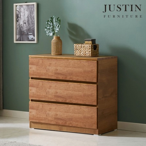 저스틴퍼니처  워든 월넛 러버우드 원목 3단 서랍장 800