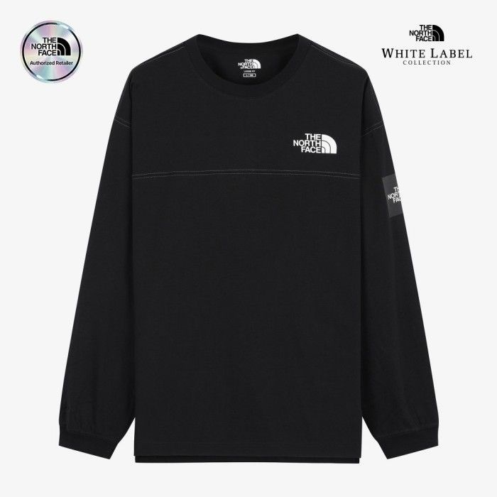 노스페이스 NT7TS51J 화이트라벨 스티치 긴팔 티셔츠 BLK