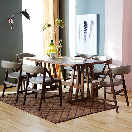 베스트리빙 몬타 우드슬랩 고무나무 원목 식탁 1600 (아슬란의자6개)