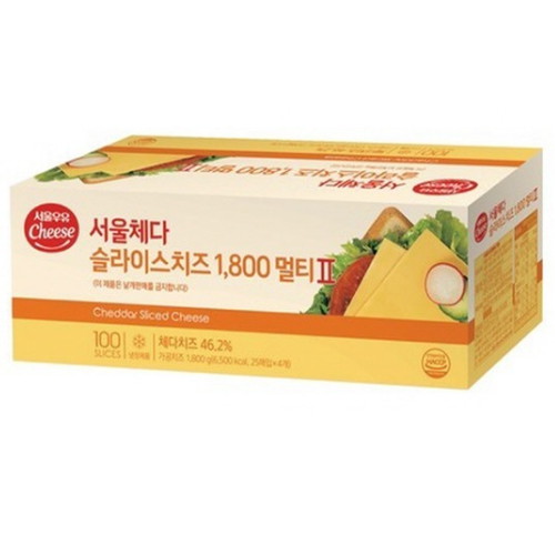 서울우유 체다 슬라이스 치즈 1800 멀티2 100매입 1.8kg이미지입니다. 누르면 해당 게시물로 새창이동합니다.