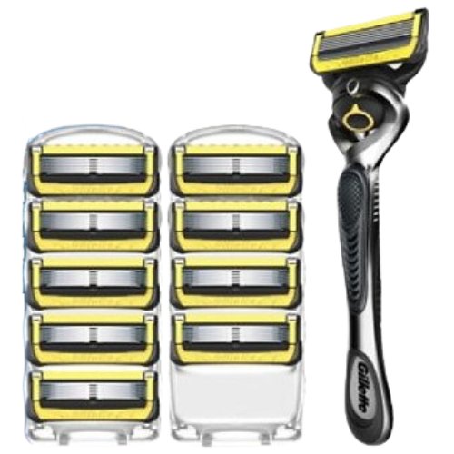 질레트 2024 프로쉴드 옐로우 매뉴얼 + 면도날 (면도기1개+날9개)_이미지