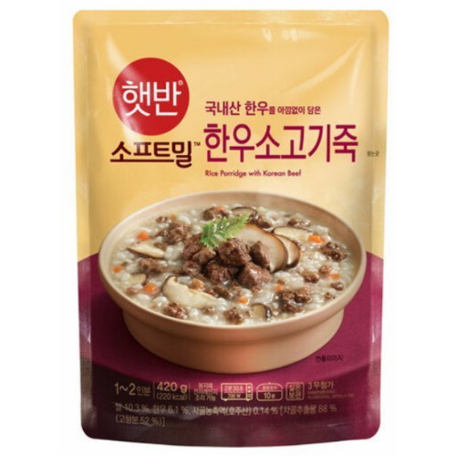 CJ제일제당 햇반 소프트밀 한우 소고기죽 420g이미지입니다. 누르면 해당 게시물로 새창이동합니다.