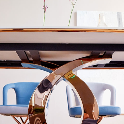 스코나 아델피 포세린 세라믹 골드 식탁 1400 (의자2개+벤치1개)_이미지