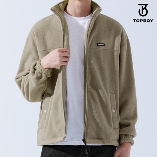 탑보이 보아 플리스 세미 오버핏 집업 자켓 JW607