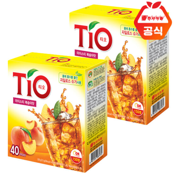 동서식품 아이스티 티오 복숭아맛 40T (2개)