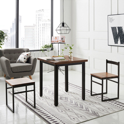 아름이와다움이 멀바우원목 해피 식탁 700 (의자2개)