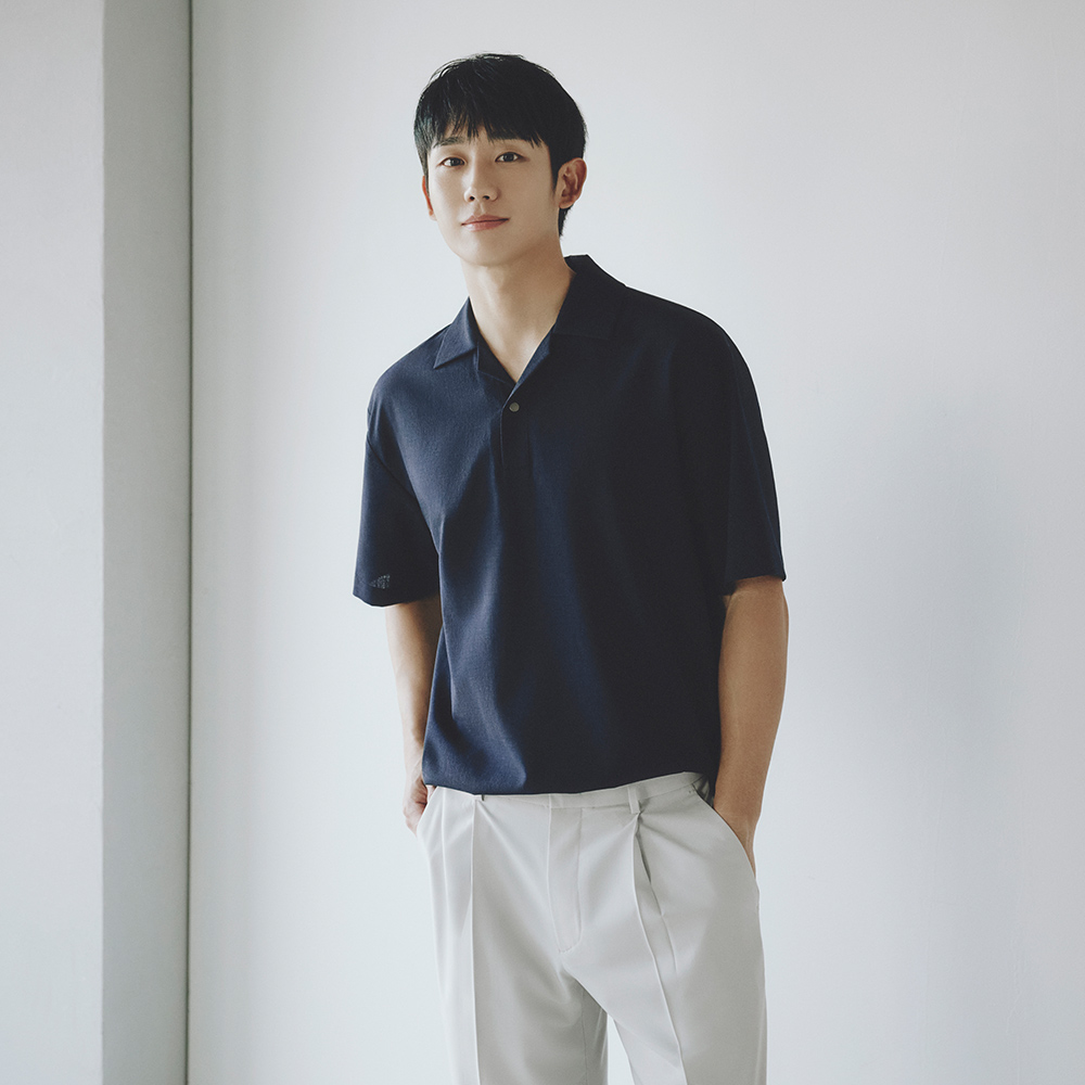 변형카라 풀오버 세미오버 반팔셔츠 MXWS3110