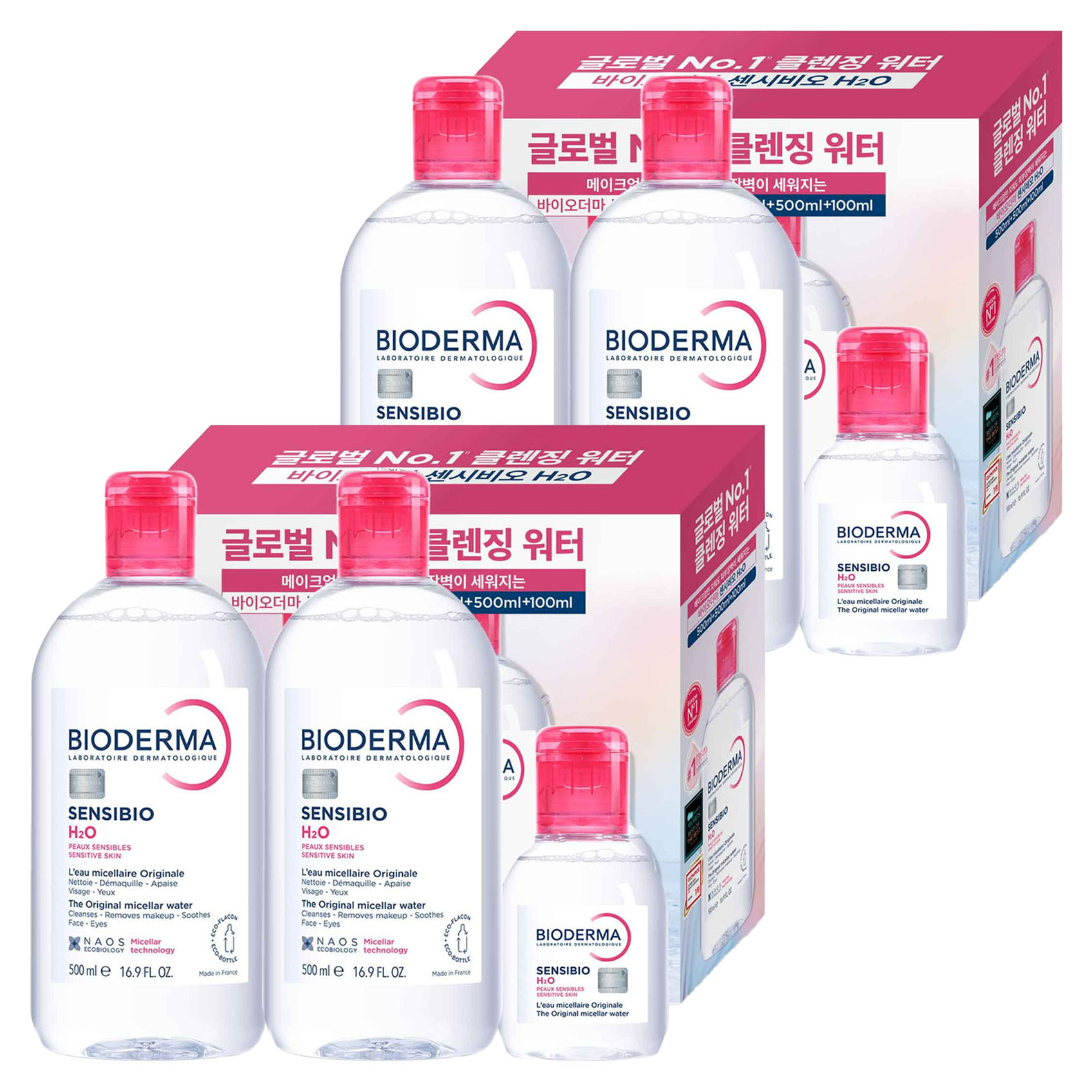 바이오더마 센시비오 H2O 클렌징 워터 500ml x 2개입 + 100ml (2세트)_이미지