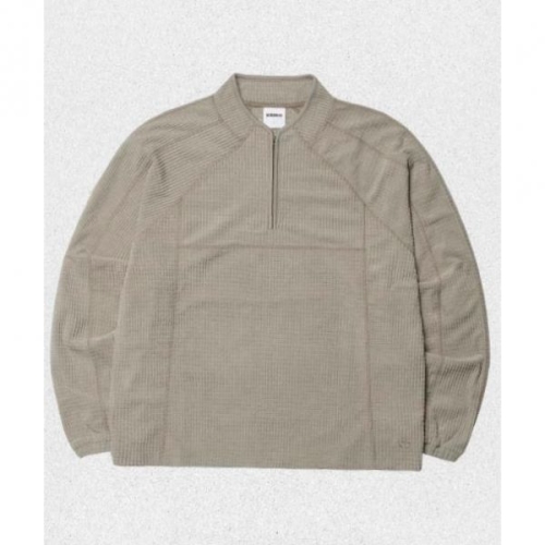 노메뉴얼 NOMANUAL HEAVY WAFFLE HALF ZIP-UP SAND GRAY NMWF52LS09SDG 283838