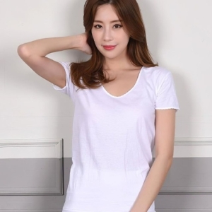 순면 백색 여자 반팔런닝 여성 엄마 티 WD6B744