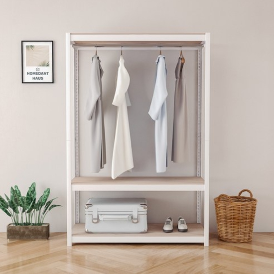 영진산업 홈던트하우스 조립식 철제 3단 시스템 행거 1200x400 (행거봉 1개, 높이 195cm)