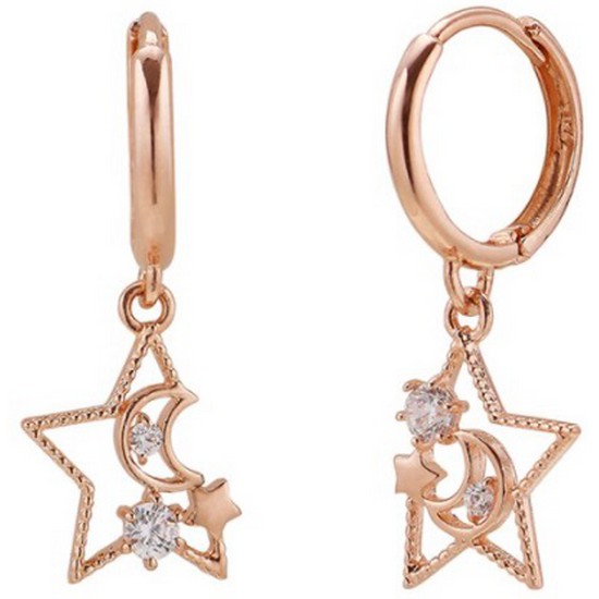 새미쥬얼리 18K 별과달 큐빅 원터치 귀걸이