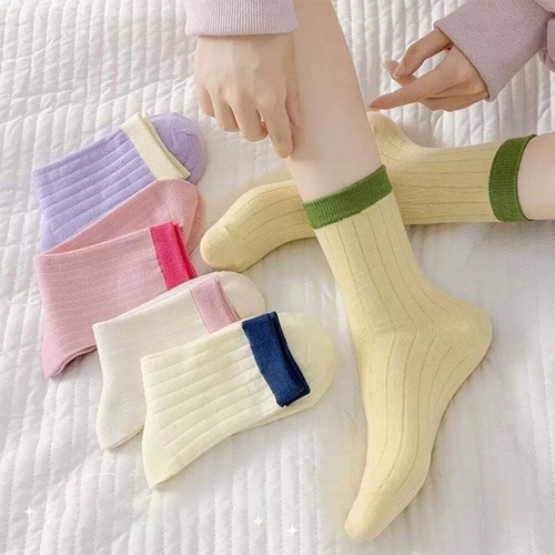 오너클랜 빅골지 배색 중목양말 5color WFLS1CY260124