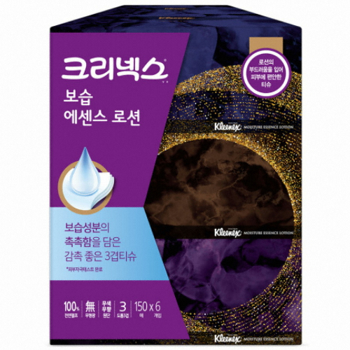 크리넥스 보습 에센스 로션 미용티슈 150매 (6입) (1팩(6입))_이미지