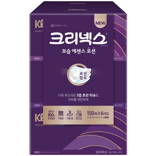 크리넥스 보습 에센스 로션 미용티슈 150매 (6입) (1팩(6입))_이미지