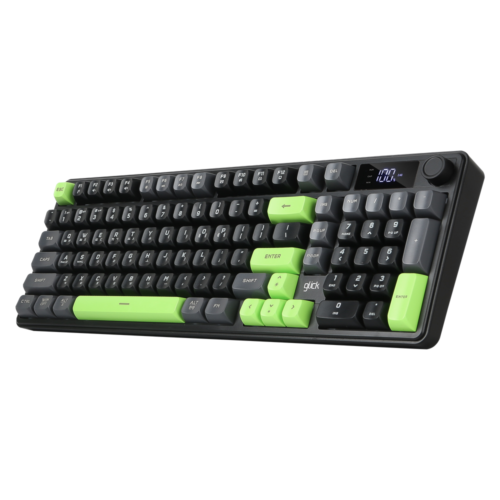 지클릭커 OFFICEPRO WK50 사일런스 M RGB 풀윤활 무소음 방수 무선 블루투스 LCD 98 (Poker Green)_이미지