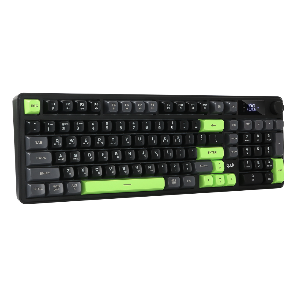 지클릭커 OFFICEPRO WK50 사일런스 M RGB 풀윤활 무소음 방수 무선 블루투스 LCD 98 (Poker Green)_이미지