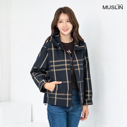모슬린 엄마옷 반후드 하이넥 체크 점퍼 JP613636 중년여성/50대/60대/70대/빅사이즈/할머니옷