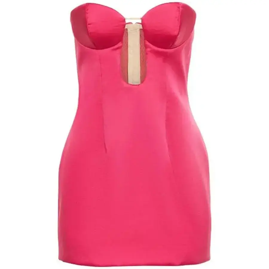 사틴 마그다 뷰트림 여성 스트랩리스 뷔스티에 미니 드레스 76I RSH009 TP7193017