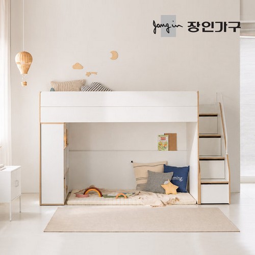 도담 어린이 높은 수납 벙커침대 SS+수납계단+책장