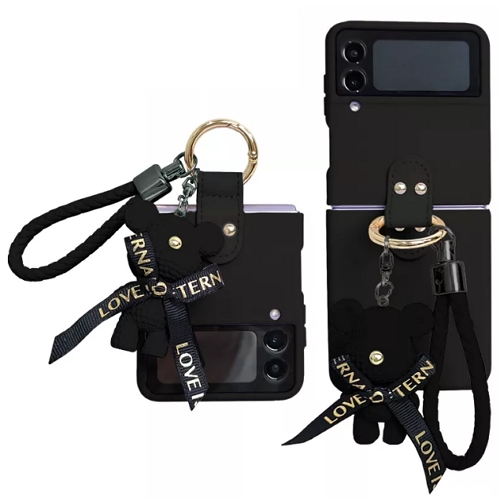 더라임코리아 갤럭시Z 플립3 베어 피규어 가죽 스트랩 케이스_이미지