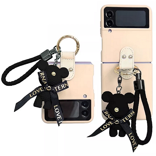 더라임코리아 갤럭시Z 플립3 베어 피규어 가죽 스트랩 케이스_이미지