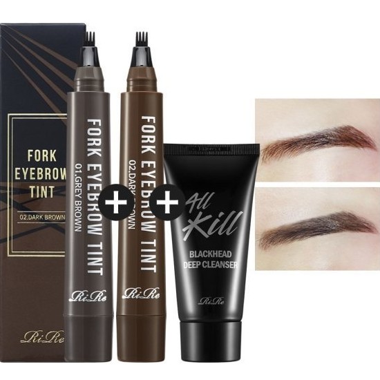 리르 포크 타투 아이브로우 틴트+딥 클렌저 3종 세트
