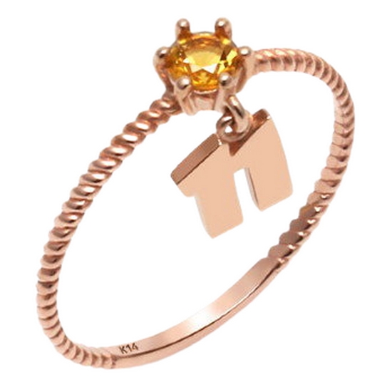 비앤비골드 18K 심플 꼬임 탄생석 11월 토파즈 반지 PNR22642_이미지
