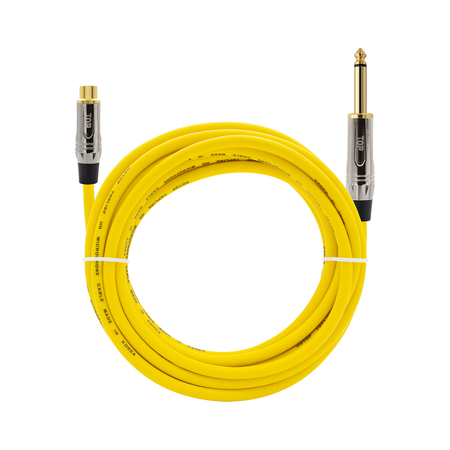 탑라인에이치디 HDTOP 메탈 RCA 암 to 5.5모노 수 케이블 옐로우 (10m, HT-TP5003)_이미지