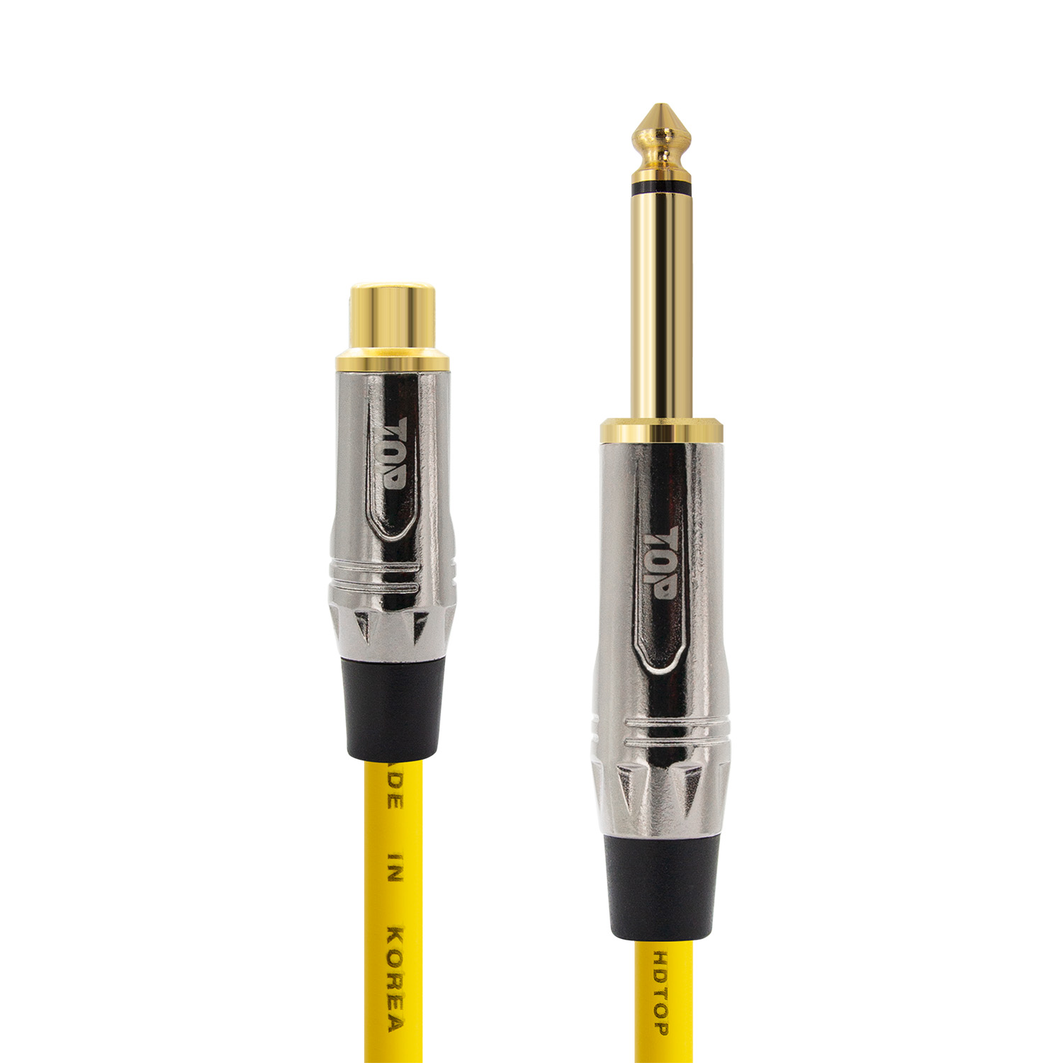 탑라인에이치디 HDTOP 메탈 RCA 암 to 5.5모노 수 케이블 옐로우 (10m, HT-TP5003)_이미지