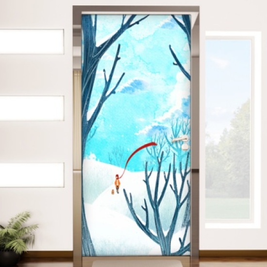 ib062 눈이오는산책길 현관문시트지