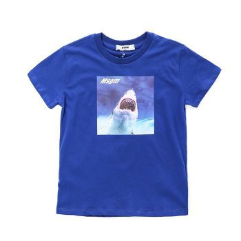 MSGM 키즈 샤크 로고 반팔티셔츠 12-14세 153767120