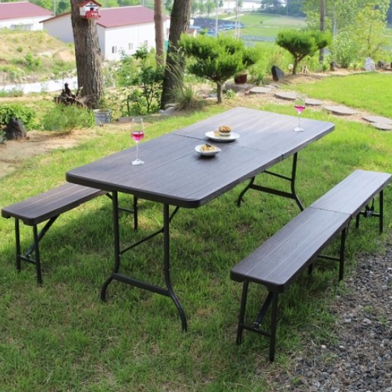 위드퍼니처 아르망 브로몰딩 접이식 야외 테이블 1800 (벤치2개)_이미지