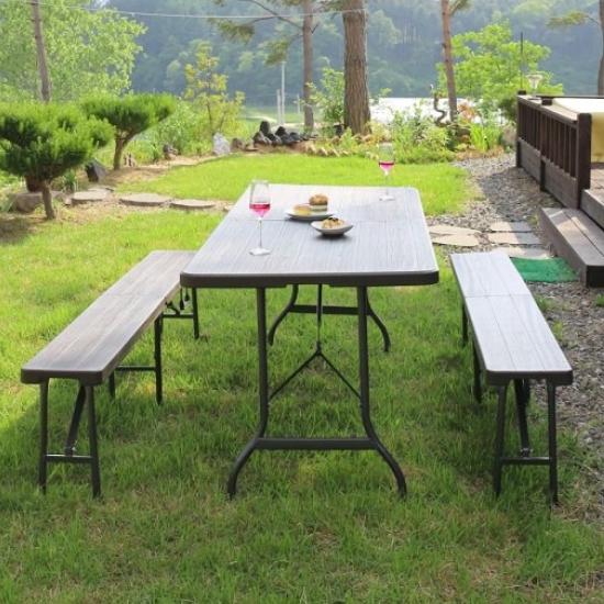 위드퍼니처 아르망 브로몰딩 접이식 야외 테이블 1800 (벤치2개)_이미지