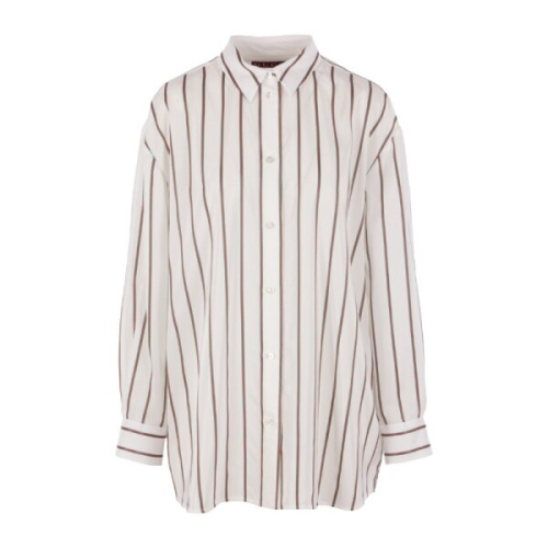 웹 스트라이프 오버사이즈 실크 셔츠 855879 ZAUGG9669