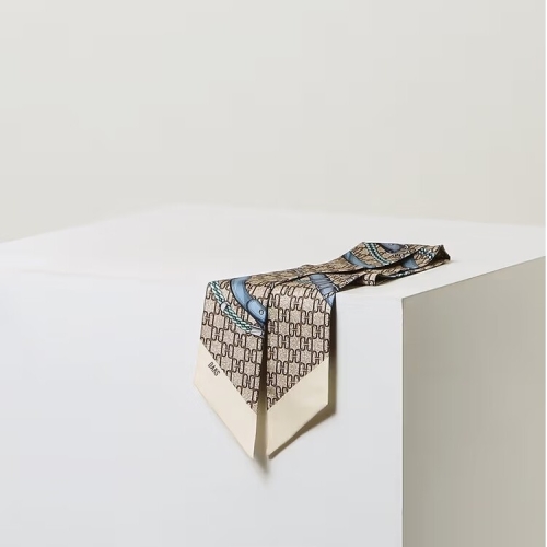 닥스 여성 브라운 DD 패턴 쁘띠 실크 스카프 DCSC6E381W2_이미지